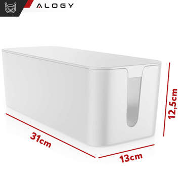 Cable organizer desk floor container box for cables slats Alogy Box M 31cm White