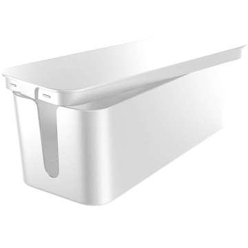 Cable organizer desk floor container box for cables slats Alogy Box M 31cm White