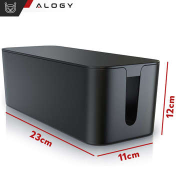 Cable organizer desk floor container box for cables slats Alogy Box S 23cm Black