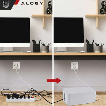 Cable organizer desk floor container cable box Alogy Box L 40cm large White