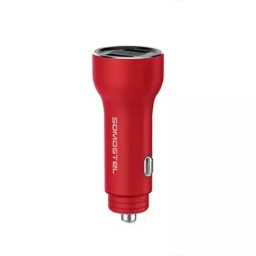 Car Charger Somostel SMS-A89 Quick Charge QC 3.0 30W Aluminum 2X USB Red