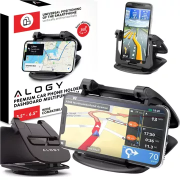 Car GPS Phone Holder Cockpit Car Dashboard Cars Rotatable 360 ​​Degrees for 6.5" Alogy Phone Black