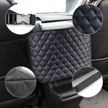 Car Organizer Between Seat Storage Box Cover Car Protector Black Quilted Elegant 2x Headrest Holder