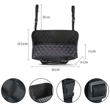 Car Organizer Between Seat Storage Box Cover Car Protector Black Quilted Elegant 2x Headrest Holder