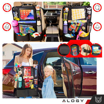 Car Organizer for Car for Back Seat Backrest Car Seat Protector Alogy for Tablet Black 2 Holders