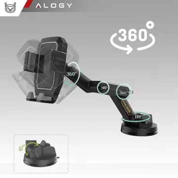 Car Phone Holder 7.2" for Truck Bus Lorry Excavator Car Long 43cm for Windshield Cockpit Alogy Black