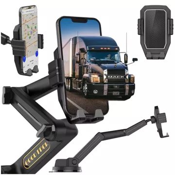 Car Phone Holder 7.2" for Truck Bus Lorry Excavator Car Long 43cm for Windshield Cockpit Alogy Black