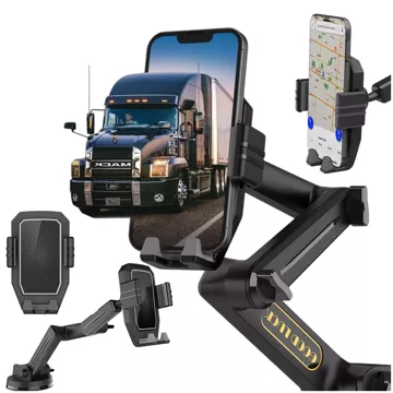 Car Phone Holder 7.2" for Truck Bus Lorry Excavator Car Long 43cm for Windshield Cockpit Alogy Black