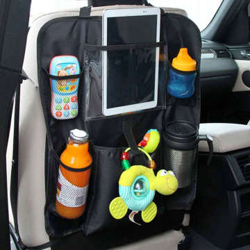 Car Seat Organizer Car Travel Cover Protector Cover Black 2x Headrest Holder