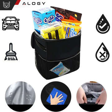 Car Trash Can Organizer Mini Trash Can for Headrest Car Seat for Car Black 8l Alogy Thermal Bag