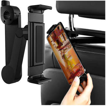 Car holder for phone tablet on car headrest Car Holder adjustable 4.7-8" Black