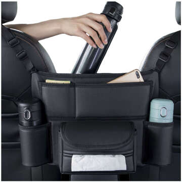 Car organizer for car between seat car seat Alogy Car drink holder tissues Black 2x headrest holder