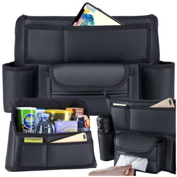 Car organizer for car between seat car seat Alogy Car drink holder tissues Black 2x headrest holder