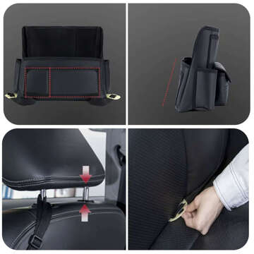 Car organizer for car between seat car seat Alogy Car drink holder tissues Black 2x headrest holder