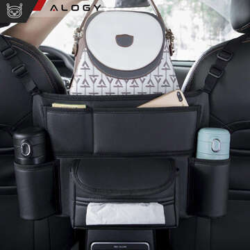 Car organizer for car between seat car seat Alogy Car drink holder tissues Black 2x headrest holder