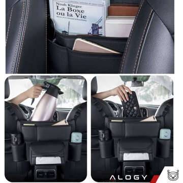 Car organizer for car between seat car seat Alogy Car drink holder tissues Black 2x headrest holder