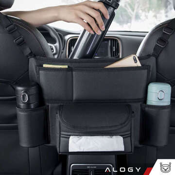 Car organizer for car between seat car seat Alogy Car drink holder tissues Black 2x headrest holder