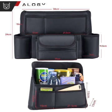 Car organizer for car between seat car seat Alogy Car drink holder tissues Black 2x headrest holder