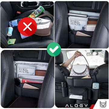 Car organizer for car between seat car seat Alogy Car drink holder tissues Black 2x headrest holder