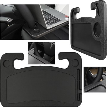 Car organizer steering wheel table tray holder laptop stand, drinks and meals Alogy black