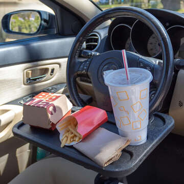 Car organizer steering wheel table tray holder laptop stand, drinks and meals Alogy black