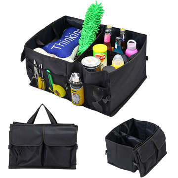 Car organizer trunk bag trunk XXL 6 pockets for phone, book, drinks, tissues Black