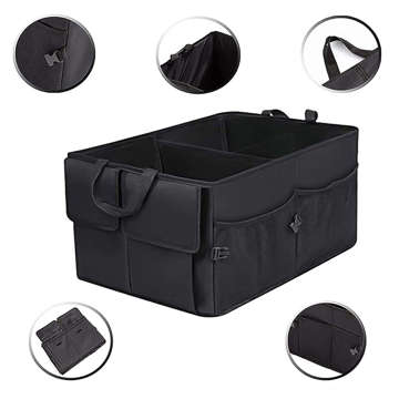 Car organizer trunk bag trunk XXL 6 pockets for phone, book, drinks, tissues Black