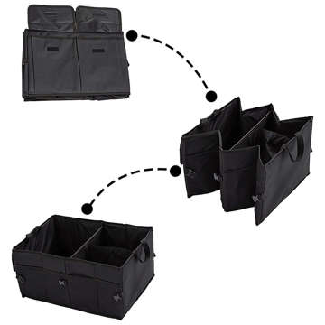 Car organizer trunk bag trunk XXL 6 pockets for phone, book, drinks, tissues Black