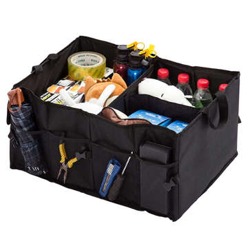 Car organizer trunk bag trunk XXL 6 pockets for phone, book, drinks, tissues Black