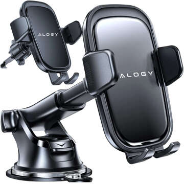 Car phone holder, window, grille, cockpit, dashboard, car, car, for 7" phone Alogy 3in1 Black