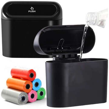 Car trash can organizer mini small car trash can Alogy black garbage bags 90pcs mix 6 rolls