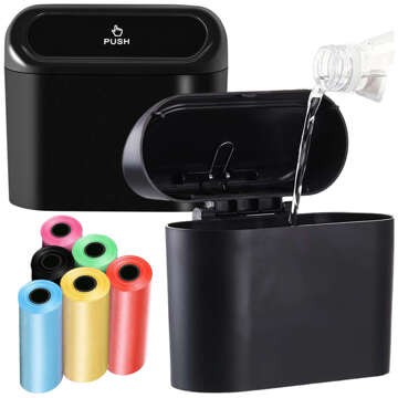 Car trash can organizer mini small car trash can Alogy black garbage bags 90pcs mix 6 rolls