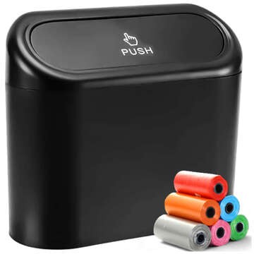 Car trash can organizer mini small car trash can Alogy black garbage bags 90pcs mix 6 rolls