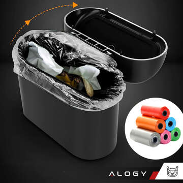 Car trash can organizer mini small car trash can Alogy black garbage bags 90pcs mix 6 rolls