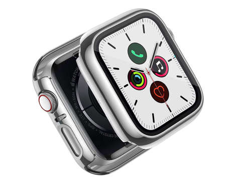 Case Alogy 2in1 case with glass for Apple Watch 4/5/6/SE 40mm Silver