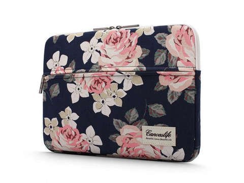 Case Cover Canvas Laptop Bag 15 for MacBook Air/ Pro Navy Rose