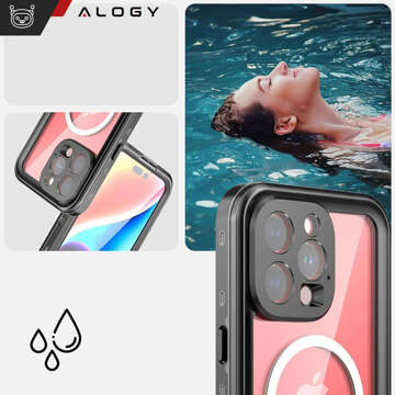 Case for Apple iPhone 15 Pro Max Armored 360 case for Mag Safe waterproof Armor IP68 Alogy black