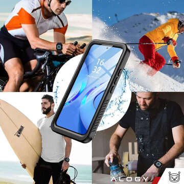 Case for Samsung Galaxy A55 5G Armored Waterproof IP68 360 Armor Case Built-in Glass Alogy Black