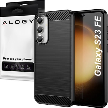 Case for Samsung Galaxy S23 FE armored back phone cover case Alogy Carbon Silicone black Glass