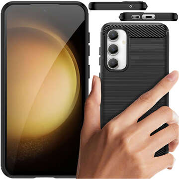 Case for Samsung Galaxy S23 FE armored back phone cover case Alogy Carbon Silicone black Glass