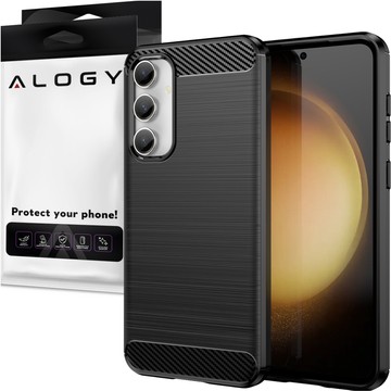 Case for Samsung Galaxy S23 FE armored back phone cover case Alogy Carbon Silicone black Glass