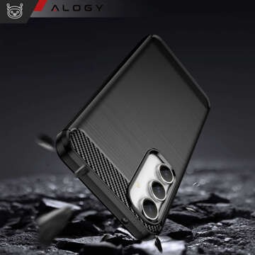 Case for Samsung Galaxy S23 FE armored back phone cover case Alogy Carbon Silicone black Glass