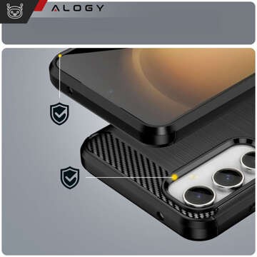 Case for Samsung Galaxy S23 FE armored back phone cover case Alogy Carbon Silicone black Glass