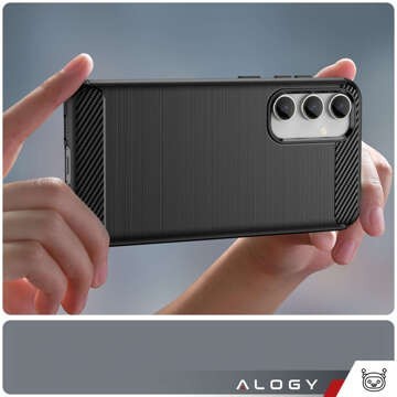 Case for Samsung Galaxy S23 FE armored back phone cover case Alogy Carbon Silicone black Glass