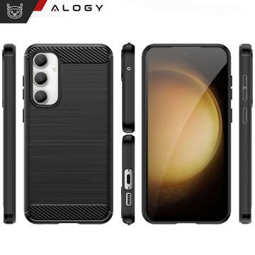 Case for Samsung Galaxy S23 FE armored back phone cover case Alogy Carbon Silicone black Glass