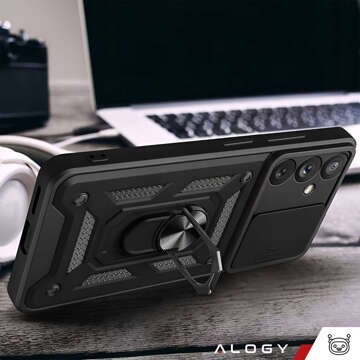 Case for Samsung Galaxy S24 Plus armored Slide Case Ring housing camera protection Camshield Alogy black