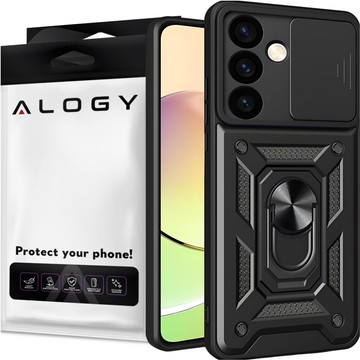 Case for Samsung Galaxy S24 Plus armored Slide Case Ring housing camera protection Camshield Alogy black