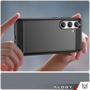 Case for Samsung Galaxy S24 armored back phone cover case Alogy Carbon Silicone black