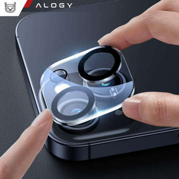 Case for iPhone 14 Plus set of 4 glasses 5in1 armored 360 Alogy Hybrid 2x screen glass 2x lens black-transparent