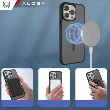 Case for iPhone 14 Pro Mag Safe Matt Case Cover Matte Alogy Ring Armored Phone Case Black Glass